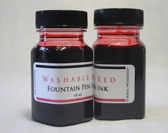 Washable Fountain Pen Ink, 2 oz red, bear bottle