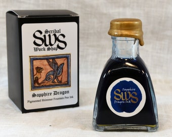 Sapphire Dragon Blue Shimmer Indelible Fountain Pen Ink