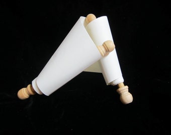 Small Blank Scroll Wooden spindles; historic style blank writing paper scroll