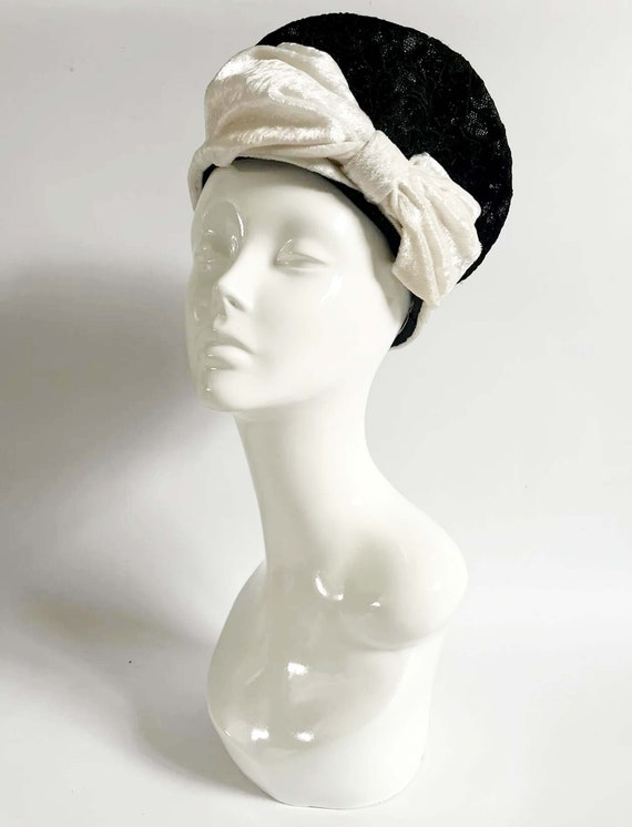 Vintage formal hat, black and white hat, races ha… - image 1