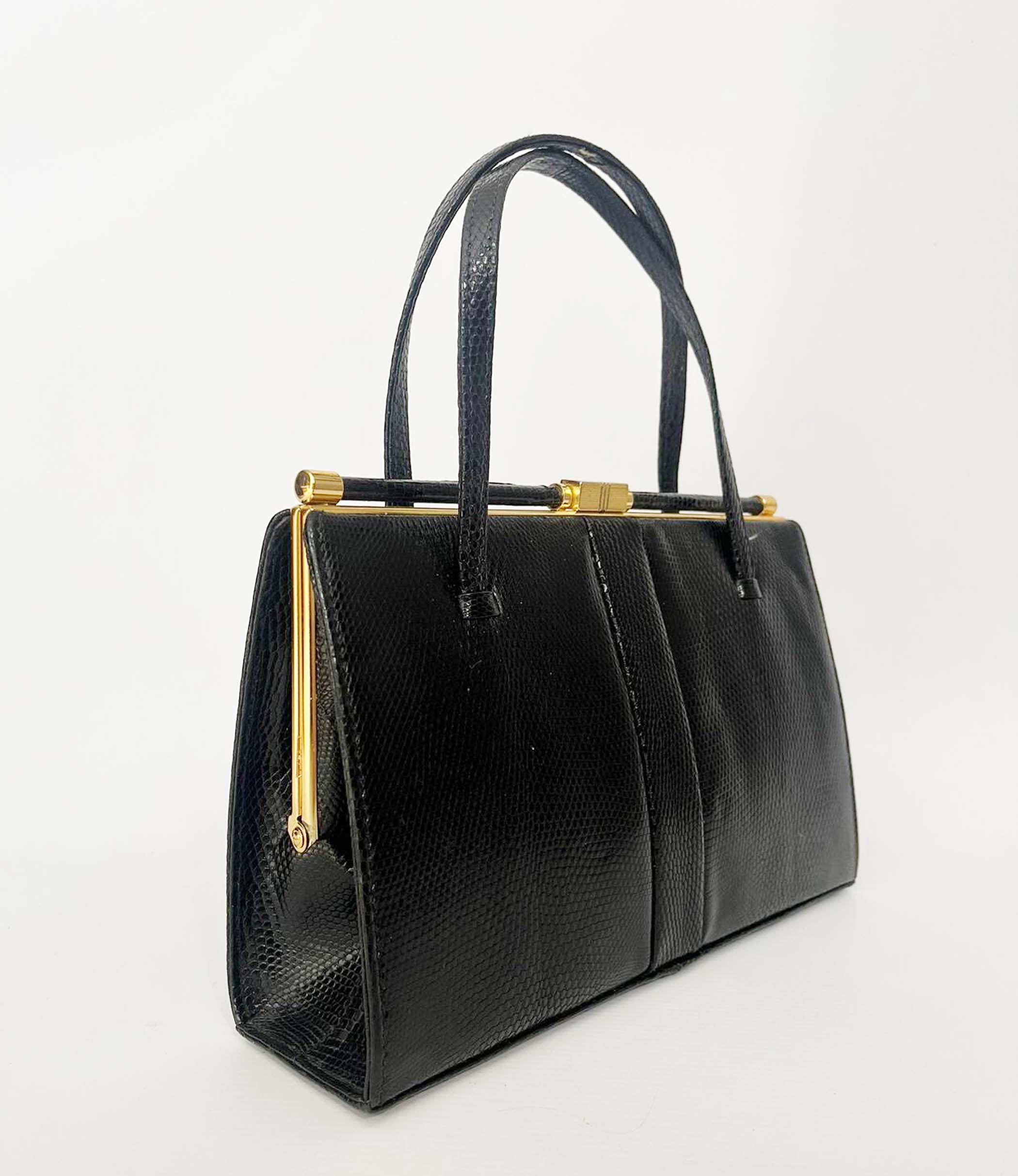 Vintage Rina Rich Handbag Top Handle Purse Black Brown
