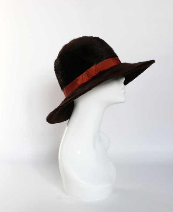 Vintage dark brown formal hat, burlesque hat, race