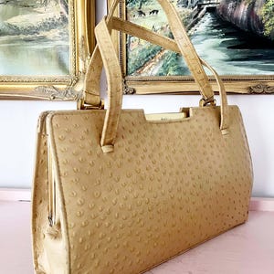 Vintage Handtasche, klassische Handtasche, Vintage 50er Handtasche, klassische 50er Handtasche, Echtleder Geldbörse, Echtledertasche, Echtleder Straußentasche