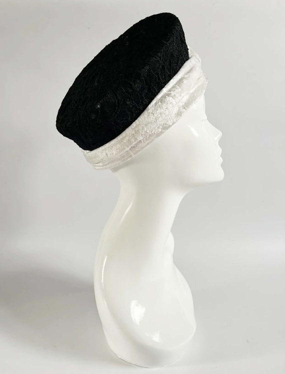 Vintage formal hat, black and white hat, races ha… - image 4