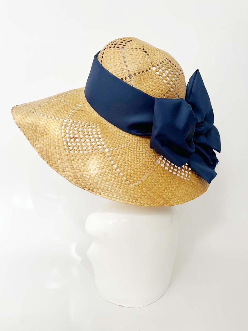 Vintage Straw Ascot Hat: Black & White Formal Races Hat - Etsy