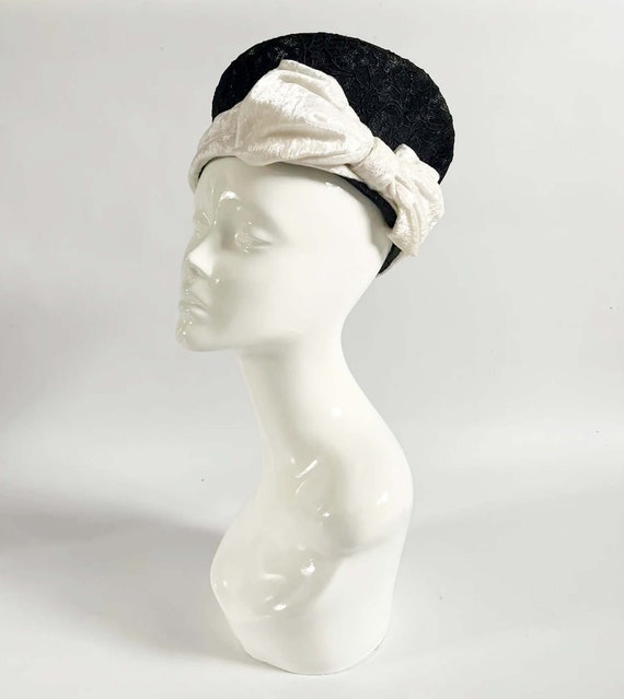 Vintage formal hat, black and white hat, races ha… - image 6