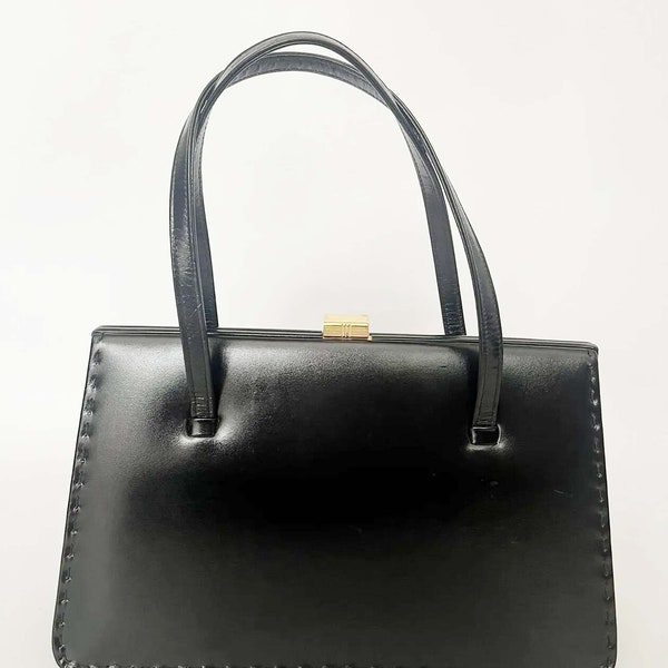 Vintage real leather handbag, vintage bag, vintage 50s purse, 1950s vintage, vintage purse, classic evening bag