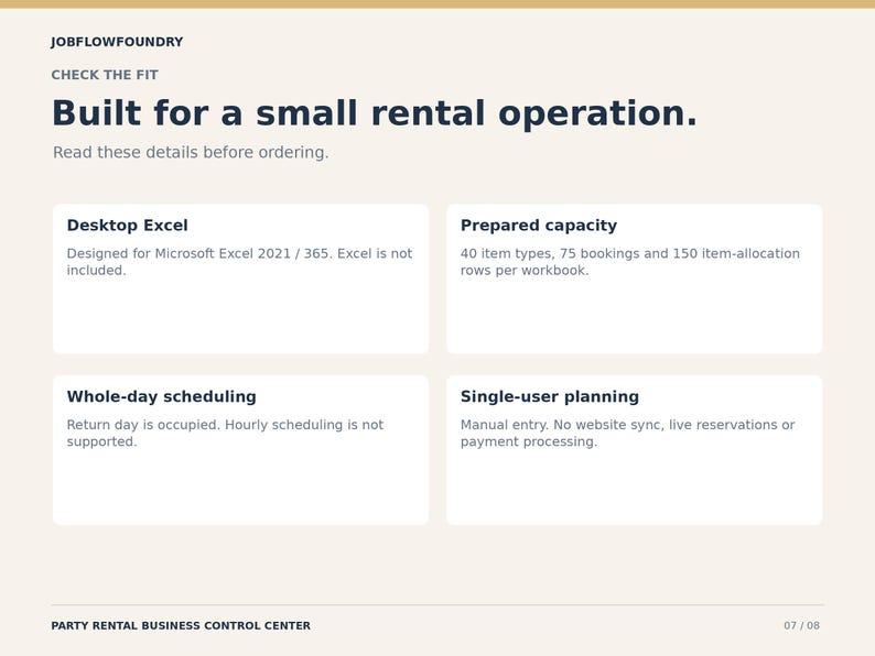 Party Rental Inventory Spreadsheet for Excel, Booking Availability ...