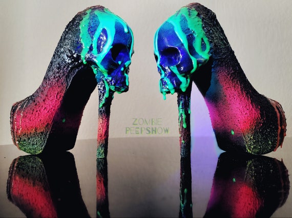 UV Glow Skull purgatory Pump Heels - Etsy Canada