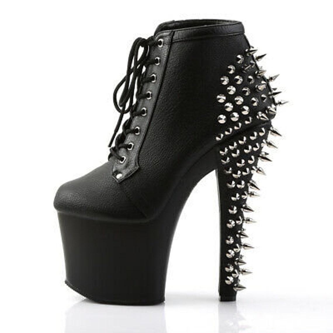 black spiked high heels