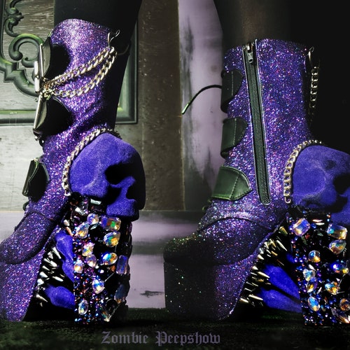 Velvet adored Crystal Skull Boots - Etsy