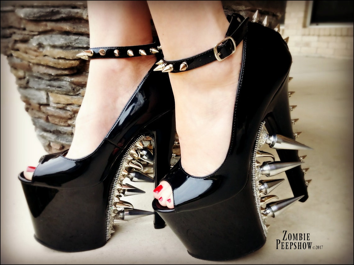 black spiked heels