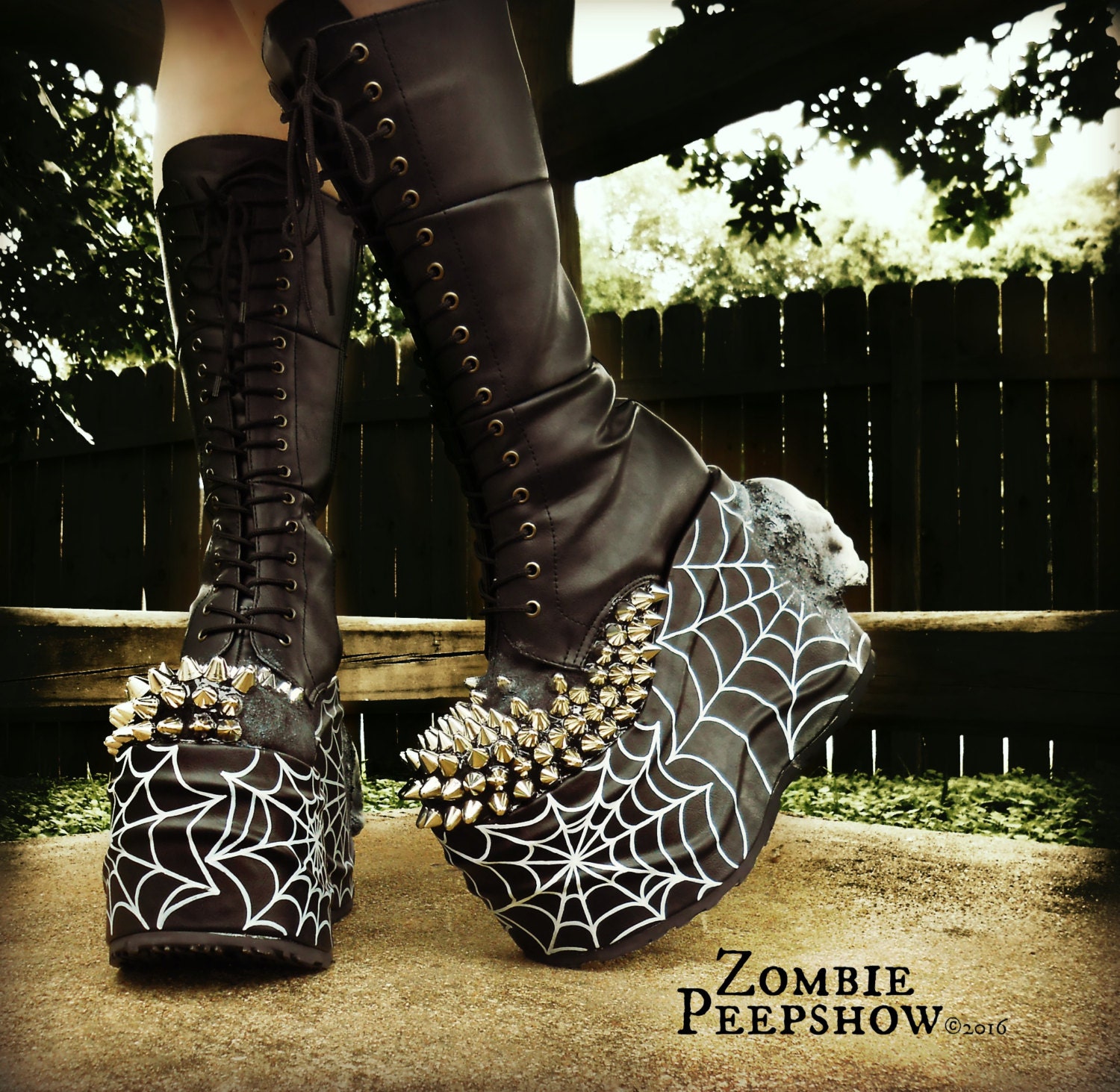 spiked platform boots
