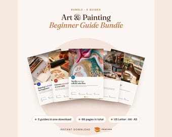 Art & Painting Beginner Bundle: Watercolor, Linocut, Acrylic Pouring, Sketching, Phone Photography (Digital Download)