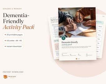 Dementia Activities Printable, Large Print Activity Pack for Seniors with Memory Loss, Matching, Sorting, Word Games