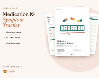 Medication and Symptom Tracker Printable, Undated Daily Medication Log, Refill Tracker, Doctor Visit Prep