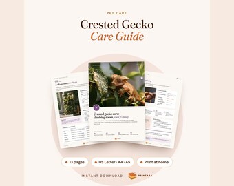 Guide d'entretien du gecko à crête : terrarium, températures, journal d'alimentation (à imprimer)