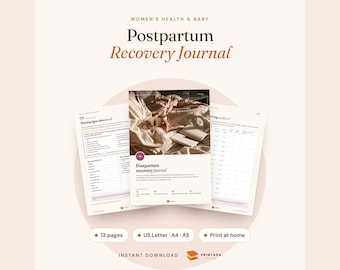 Postpartum Recovery Journal Printable, Fourth Trimester Planner, Postpartum Mood Tracker, Self Care Log, New Mom