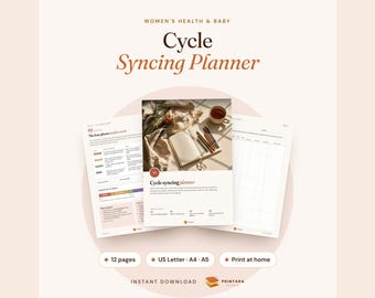 Cycle Syncing Planner Printable, Menstrual Cycle Tracker, Period Phase Planner, Hormone Health Journal, Workout and Meal Planner