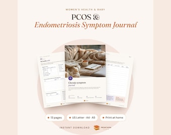 PCOS Symptom Tracker and Endometriosis Journal Printable, Chronic Pain Log, Period Tracker, Doctor Visit Prep, Endo Symptom Diary