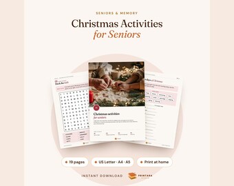 Christmas Activities for Seniors Printable, Large Print Holiday Word Search, Trivia, Carol Games, Dementia Friendly