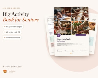 Large Print Activity Book for Seniors Printable, 100 Pages, Dementia Activities, Trivia, Word Search, Holiday Brain Games