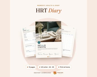 HRT Diary Printable, Hormone Therapy Tracker for Menopause, Dose and Symptom Log, Bleeding Log, Patch Site Rotation, Doctor Review