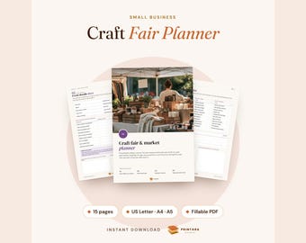 Craft Fair Planner Printable Fillable PDF, Vendor Booth Checklist, Booth Signs and Price Cards, Market Inventory and Sales Log