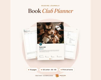 Book Club Planner Printable, Meeting Planner, Discussion Questions & Sheets, Member List, Host Rotation, Book Club Gift