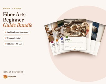 Fiber Arts Beginner Bundle: Crochet, Knitting, Embroidery, Needlepoint, Macrame, Punch Needle (Digital Download)