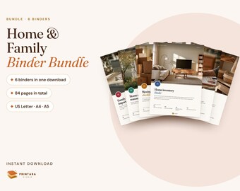 Home & Family Binder Bundle, Fillable: Emergency, Maintenance, Moving, Inventory, Care (Digital Download)