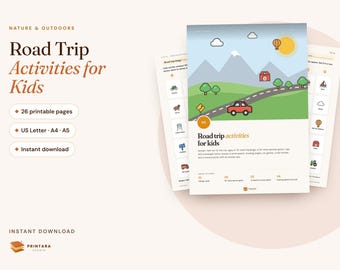 Road Trip Activities for Kids Printable, Car Bingo, State Spotter Game, Mazes, Word Search, Travel Games, Screen Free Fun