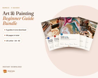 Art & Painting Beginner Bundle: Watercolor, Linocut, Acrylic Pouring, Sketching, Phone Photography (Digital Download)