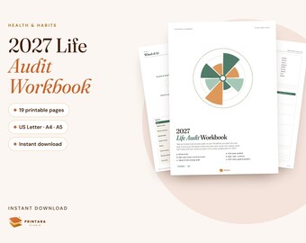 2027 Life Audit Workbook Printable, Wheel of Life, Year Review and Values Worksheets, 2027 Goal Planner
