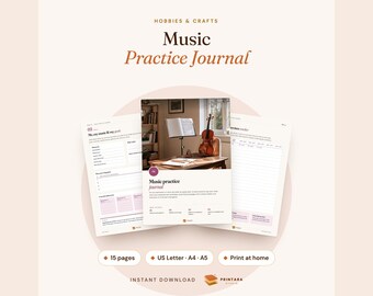 Music Practice Journal Printable, Practice Log for Any Instrument, Repertoire Tracker, Music Lesson Notes, Goal Planner