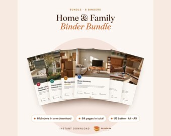 Home & Family Binder Bundle, Fillable: Emergency, Maintenance, Moving, Inventory, Care (Digital Download)