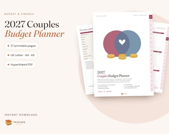 2027 Couples Budget Planner Printable, Joint Budget with Yours Mine Ours, Money Date, Hyperlinked Digital Budget