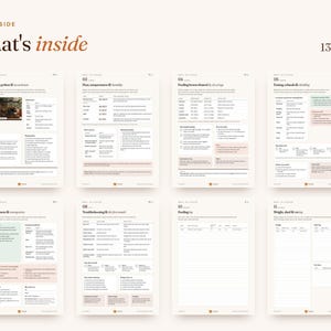 Peut inclure: Un guide num&eacute;rique de 13 pages sur les soins aux pythons, incluant des sections sur la chaleur, l'humidit&eacute;, l'alimentation, le je&ucirc;ne, la sant&eacute; et le d&eacute;pannage. Les pages contiennent des tableaux, des listes et des titres comme What's inside, Meet your python et Weight, shed & vet log.