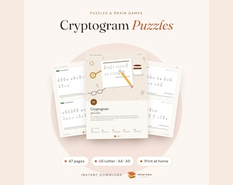 Cryptogrampuzzels voor volwassenen, 150 cryptogrammen in grote letters, van makkelijk tot moeilijk, met hints en antwoorden, printbare hersenkrakers.