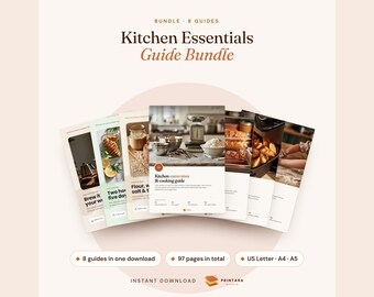 Kitchen Guide Bundle Printable, Sourdough Guide, Meal Prep, Freezer Meals, Air Fryer Guide, Kitchen Conversions, Coffee, Recipe Book