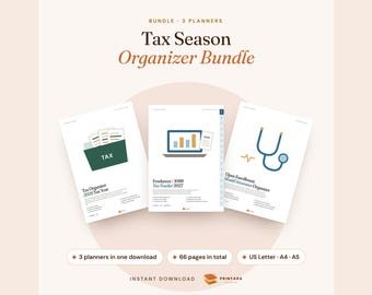 Tax Season Organizer Bundle, Freelancer 1099 Tracker, Open Enrollment Planner (Digital Download)