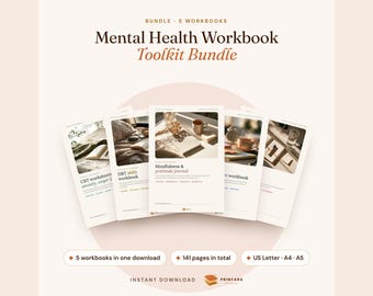 Mental Health Workbook Bundle: CBT, DBT, Mindfulness, ADHD (Digital Download)