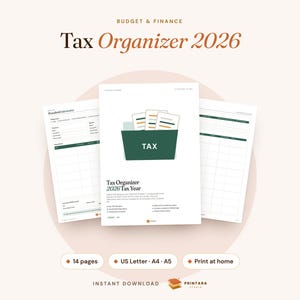 2026 Tax Organizer Printable, Deduction Tracker, Donation Log