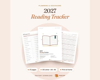 2027 Reading Tracker Printable, Dated Reading Log, Book Journal with Reading Challenge, TBR List and Reading Stats