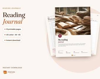 Reading Journal Printable, Book Review Pages, TBR List, Reading Log & Challenge, Series Tracker, Book Lover Gift
