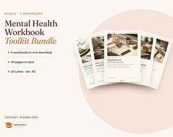 Mental Health Workbook Bundle: CBT, DBT, Mindfulness, ADHD (Digital Download)