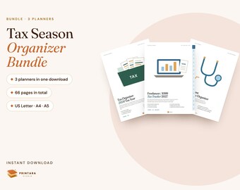 Tax Season Organizer Bundle, Freelancer 1099 Tracker, Open Enrollment Planner (Digital Download)