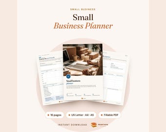 Small Business Planner Printable Fillable PDF, Undated Business Planner, Product List, Marketing Calendar, Sales Tracker for Small Shops