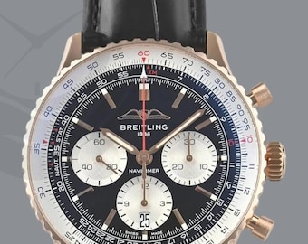 Vintage Black Dial Breitling Navitimer Chronograph 43mm Men's Watch, Pilot Watch