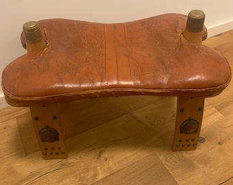 Authentic vintage camel saddle stool from Egypt (circa 1950s/1960s) – Perfect mid-century and boho decorative object